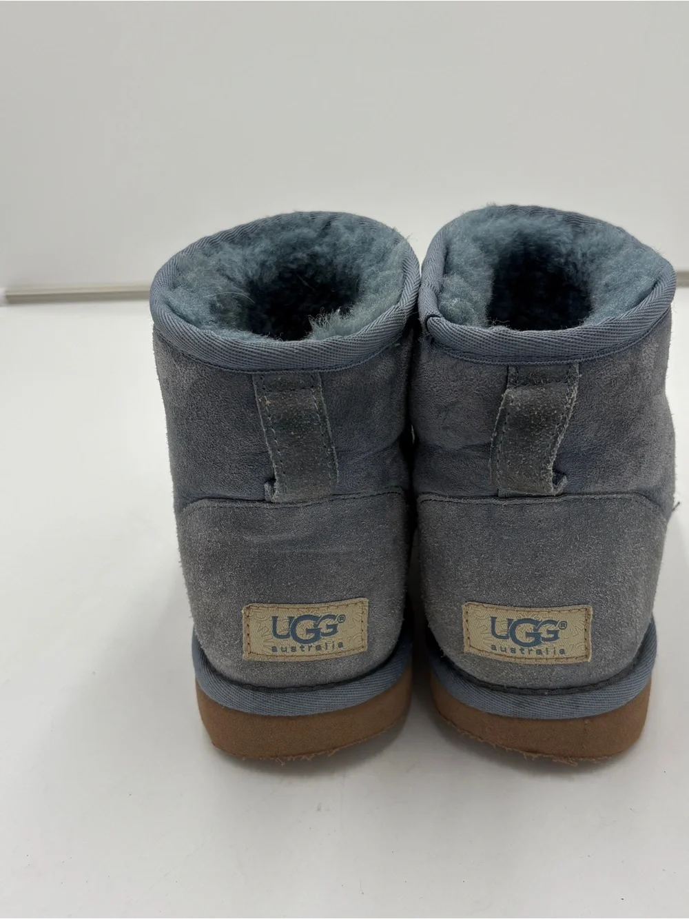 Ugg Australia Classic Mini II Blue Suede Boot Sheepskin Winter Women’s Size 8